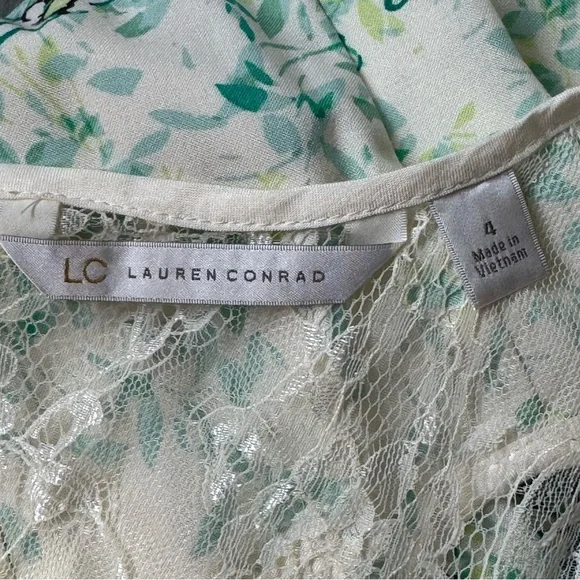 LC Lauren Conrad Cream Green Halter A-line Mini Dress - Picture 8 of 12